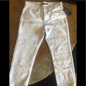 Girlfriend jeans with eyelet patchwork, size 2p